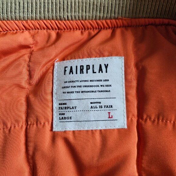 Fairplay "All Is Fair" Braeden Lightweight Bomber Jacket, L, Beige & Orange - Picture 5 of 8